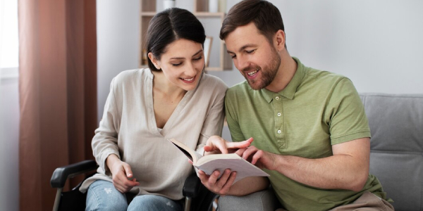 A caregiver taking a well-deserved break while their loved one is in care.